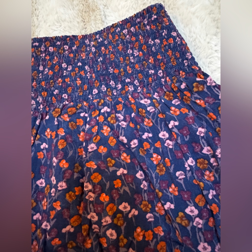 Mossimo Supply Co. Women's Soft Skirt Challis Floral Print Navy Skirt, L - Picture 3 of 4